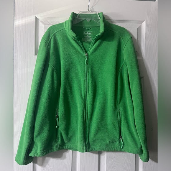 L.L. BEAN Sweater Womens Sz 2X Top Full Zip Jacket Green Fleece EUC Polartec - Picture 1 of 3